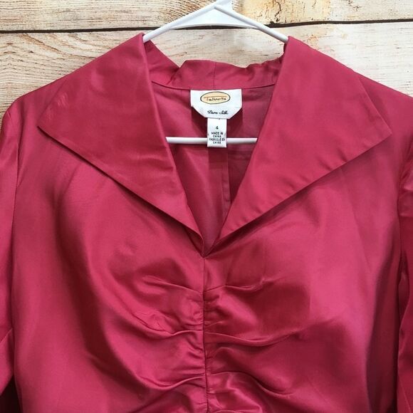 VINTAGE TALBOTS PURE SILK TOP IN FUCHSIA - Picture 2 of 8